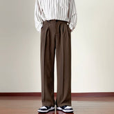 Hearujoy Japanese Vintage Drape Pants Men Spring Summer Korean Coffee Color Suit Pants Loose Straight Casual Pants Button Trousers S-3XL
