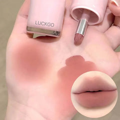 YICKYUE - 1 Pcs 2-in-1 Silky Velvet Matte Lipstick Lip Gloss Nude Pink Waterproof Long Lasting Natural Easy To Color Blush Makeup Cosmetic