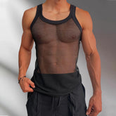 Hearujoy Sexy Vest Men Singlet Transparent Mesh Undershirt See Though Camisole Bodybuilding Fitness Tank Top Sleeveless Casual T Shirt