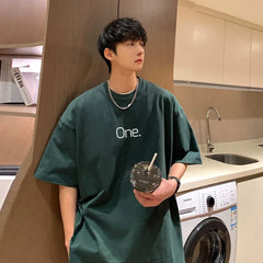 YICKYUE - T Shirt Oversized Cotton For Men White Men's Summer Letter Print T-shirts Male 5XL Casual Wear Tee Shirts Big Size Tshirts