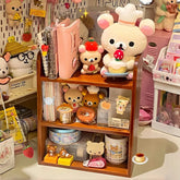 YICKYUE - Dormitory Desktop Storage Rack Organizer Wood Retro Storage Cabinet Cosmetics Storage Box Table Multi-layer Figurines Organizing