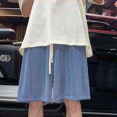 HEARUJOY - With Pockets Man Short Pants Baggy Wide Loose Shorts for Men Drawstring Xl Casual Xxl Hot Deals Korean Style Clothing Elastic