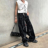 Hearujoy Spring And Autumn Men's Casual Pants Fashionable Trendy Y2k Hip-Hop High Street Graffiti Printed American Vintage Trousers