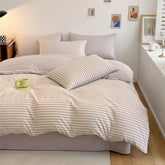 YICKYUE - Solid color comfortable bedding three-piece set, yellow four-piece set