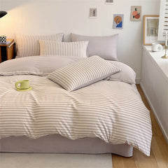 YICKYUE - Solid color comfortable bedding three-piece set, yellow four-piece set