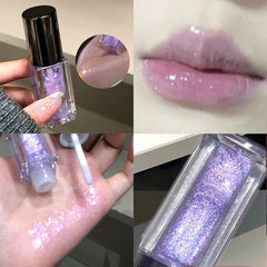 YICKYUE - Multichrome Diamond Shimmer Lip Gloss Clear Glitter Metallic Pink Blue Orange Lip Stain Mirror-Shine Gloss 3D Sparkling Lips