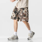 Hearujoy Vacation Loose Casual Shorts Summer Elastic Waist Sports Short Pant Men Vintage Flowers Baseball Shorts Embroidery Streetwear
