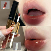 YICKYUE - 2-in-1 Matte Lip Gloss and Mirror Water Gloss Clear Lip Oil Lasting Color Development Double Headed Lip Glaze Makeup Cosmetics