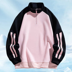 HEARUJOY - Male Medium Weight Half Collar Sweatshirt Men'S High Street Fashion Half Zip Loose Casual Heavyweight Hoodie Y2k Hoodie
