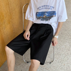 HEARUJOY - Summer Black Suit Shorts Men Fashion Social Mens Dress Shorts Korean Khaki Casual Suit Shorts Mens Office Formal Shorts M-2XL