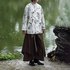 HEARUJOY - Y2k Irregular Skirt Pants Japanese Gothic Samurai Pants Hakama Genderless Streetwear Youth Campus Wide-Leg Pants Unisex 2025 New