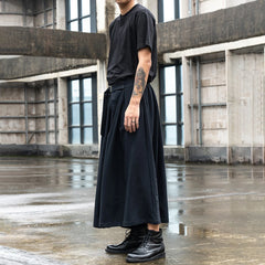 Hearujoy Japan Streetwear Fashion Loose Casual Wide Leg Pant Men Punk Hip Hop Gothic Skirt Pants Black Harem Trousers Genderless Clothes
