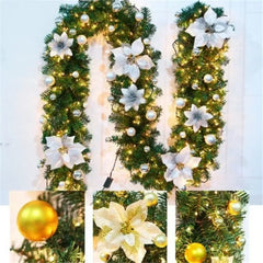 YICKYUE - Christmas LED Rattan Garland Decorative New Year Christmas Garland Artificial Xmas Tree Rattan Banner Decoration Wreath