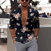 HEARUJOY - Men'S Hawaiianss Floral Shirts Button Down Holiday Beach Shirts Summer Outfits Fashion Regular Cuff Men'S Shirt With Pocket