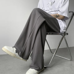 Hearujoy Summer Ice Silk Pants Men Fashion Casual Pleated Pants Men Japanese Streetwear Loose Wide Leg Pants Mens Baggy Trousers M-3XL