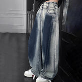 HEARUJOY - Summer Men's Color Matching Straight Jeans American Vintage Fashion Trend High Street Hip Hop Loose Breathable Niche Men Bottoms