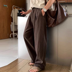 HEARUJOY - New Japanese Retro Men Casual Pants Luxury Draped Wide Leg Leisure Solid Color Straight Trousers High Quality Elegant Sweatpants