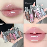 YICKYUE - Water Light Pink Shiny Lip Gloss Lasting Moisturizing Plumper Shimmer Jelly Brown Lip Oil Reduce Liplines Liquid Lipstick Makeup