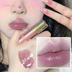 YICKYUE - Nude Purple Mirror Lip Glaze Long-Lasting Non-Fading Hydrating Liquid Lipstick Watery Texture Skin-Brightening Dark Red Lip Tint