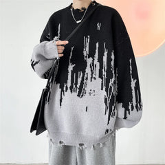 Hearujoy Hip Hop Ripped Punk Knitted Sweaters Men Oversized Harajuku Streetwear Sweaters Winter Couples Fashion Knit Pullovers Tops