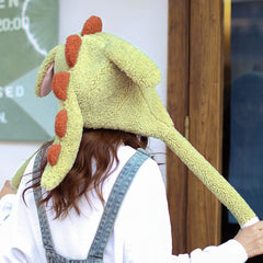 YICKYUE - 1Pcs Dinosaur Hat Unique Shape Warm Ear Cover for Cold Weather Unisex Winter Party Halloween Cosplay Christmas Decorative Cap