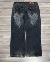 Hearujoy Vintage Jeans New Y2K Fashion Hip Hop Wing Embroidery Baggy Jeans Men And Women Streetwear Loose High Waist Wide Leg Denim Pants