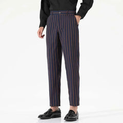 HEARUJOY - Men's Spring and Fall New Fashion Striped Business Casual Nine Straight Leg Suit Pants