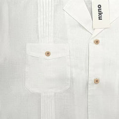 HEARUJOY - Spring Vintage Cotton Linen Shirts Men's Turn-Down Collar Solid Multi Pocket Patchwork Men Tops Long Sleeve Shirt Male Clothing