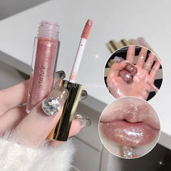YICKYUE - Waterproof Diamond Shimmer Glitter Lip Gloss Liquid Lipstick Shiny Pearl Lip Glaze Lasting Moisturizing Lip Tint Women Makeup