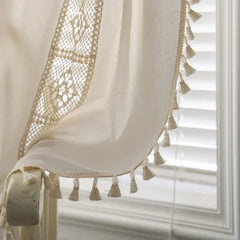 YICKYUE - Hollow Splicing Small Floral Curtains Household Semi Shading Flowing Su Curtain Curtain Bay Windows curtains for living room