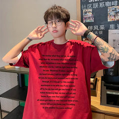 HEARUJOY - T Shirt Oversized Cotton For Men White Men's Letter Print T-shirts Men 5XL Casual Wear Summer Tee Shirts Big Size Clothing