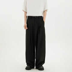 HEARUJOY - Grey Suit Pants Men Oversized Fashion Black Dress Pants Men Korean Loose Wide Leg Pants Mens Office Formal Trousers M-3XL