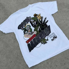 Hearujoy Fashion trend Punk style anime print short sleeve men High Street Hip hop Harajuku oversized T-shirt Street wear casual shirt