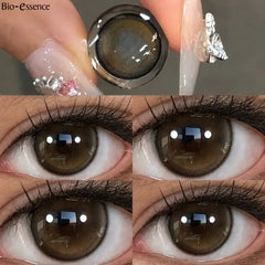 YICKYUE - Natural Brown Colored Contact Lenses 14.5mm Big Eyes Glass Pupil Gray Lens Blue Eye Lenses for Daily&Party Makeup