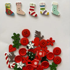 YICKYUE - Christmas Handmade Buttons, Wooden Holiday Shapes, Suitable For Projects, Hand Accounts Decorations, Sewing Fasteners Supplies