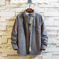 HEARUJOY - Men's 2025 Spring and Autumn New Casual Korean Loose Fashion Fashion Plaid Shirt