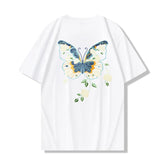 HEARUJOY - Men Embroidery T Shirt Flower Butterfly Graphic T Shirts Women Fashion Streetwear Designer Tees Cotton O Neck High Street