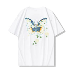 HEARUJOY - Men Embroidery T Shirt Flower Butterfly Graphic T Shirts Women Fashion Streetwear Designer Tees Cotton O Neck High Street