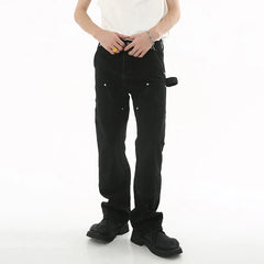 Hearujoy Slim Fit Ruffle Jeans Trend Men Autumn New Korean Style Handsome Double Knee Decoration Straight Denim Pants Fashion 9C1747