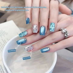 YICKYUE - Summer New Popular Versatile Moonlight Sea Cat Eye Gel Polish, Blue Glass Bead Cat Eye UV Gel, Professional Nail Are Use
