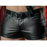 HEARUJOY - Men's Sexy Slim PU Leather Shorts Fitness Sports Punk Style Shorts (without Belt) S-5XL
