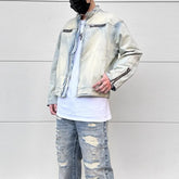 Hearujoy Y2k Streetwear Washed Biker Jeans jackets for Men and Women Zipper Pocket Ropa Hombre Windbreaker Denim Coat Oversized