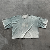 Hearujoy Vintage Bat Short Sleeve Washed SummerTop Tees for Men and Women Gradient Oversized Casual Tshirts Crew Neck Loose T-shirt