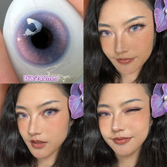 YICKYUE - 2pcs/pair Myopia Colored Contact Lenses Natural Blue Lens Fashion Cosplay Pupils Beauty Purple Contact Lenses for Eyes