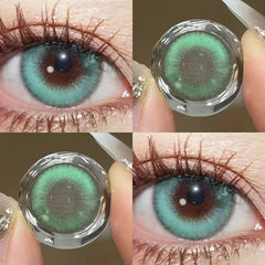YICKYUE - 2Pieces Color Contact Lenses Bling Pupil Beauty Cosplay Color Circle Lens Yearly Galaxy Colour Contacts with Box