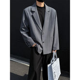 HEARUJOY - Gray Black Blazer Jacket Men Fashion Society Mens Dress Jacket Korean Loose Casual Suit Jacket Mens Office Formal Jackets M-3XL