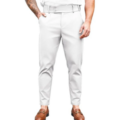 HEARUJOY - Mens Slim Fit Button Stretch Tight Tapered Fashion Skinny Pants 2025 Summer New Trend Business Casual Trousers Mens Clothing