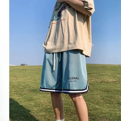 HEARUJOY - Korean Double-layer Mesh Ice Silk Basketball Shorts Men's Summer Breathable Thin Sports and Casual half Pants Aesthetic Chic
