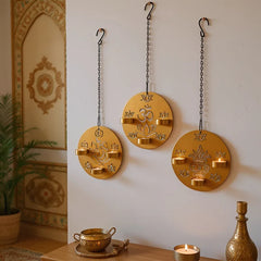 YICKYUE - 1pc Metal for Lotus Candle Holder Elegant Wall-Mounted Diwali Hanukkah Decor Happy Diwali Candlestick Decorations for Hanukkah