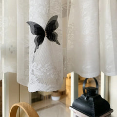 YICKYUE - Heart Lace Screen Curtain Blackout Window Screen No Punching Door Curtains Suitable for Bedrooms Kitchens Study Room 1pcs